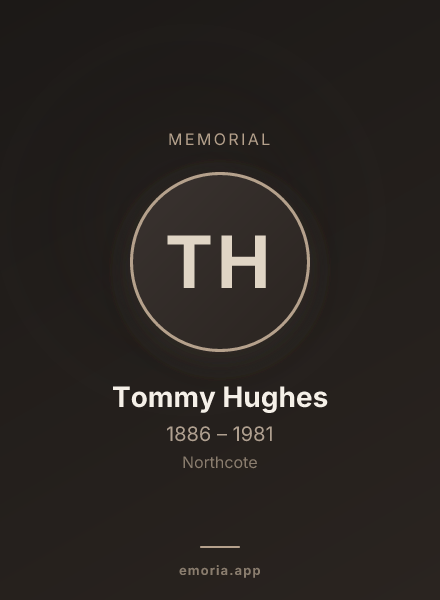 Memorial portrait of Tommy Hughes