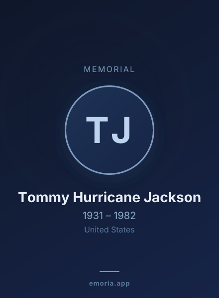 Memorial portrait of Tommy Hurricane Jackson