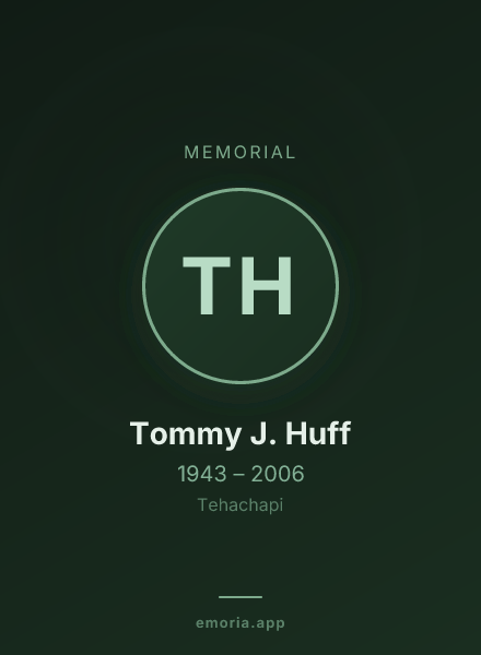 Memorial portrait of Tommy J. Huff