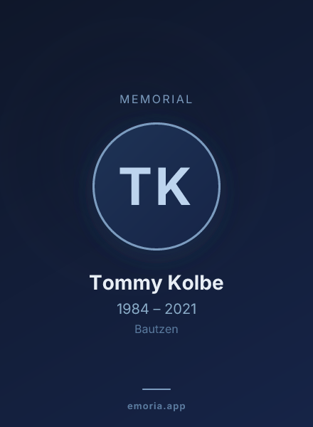 Memorial portrait of Tommy Kolbe