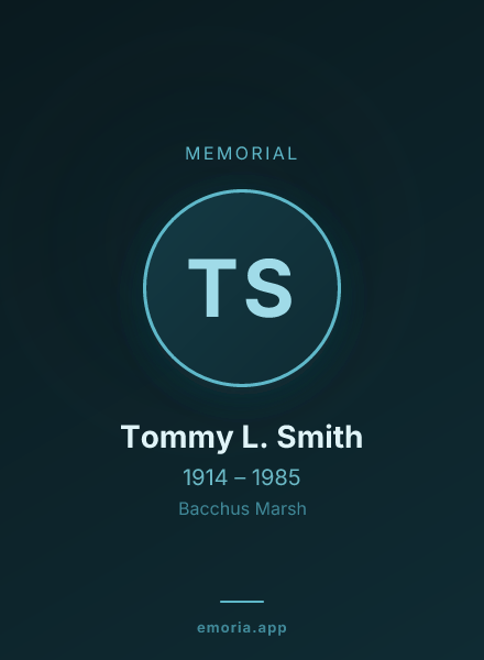 Memorial portrait of Tommy L. Smith