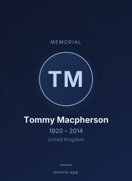 Memorial portrait of Tommy Macpherson