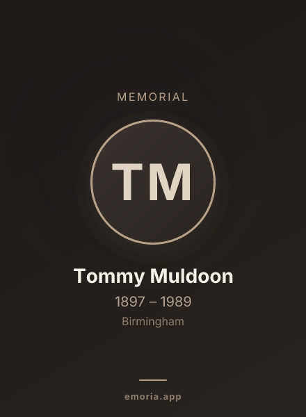 Memorial portrait of Tommy Muldoon