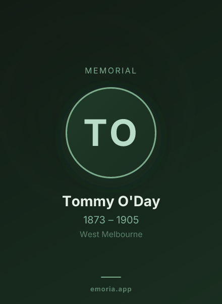 Memorial portrait of Tommy O'Day