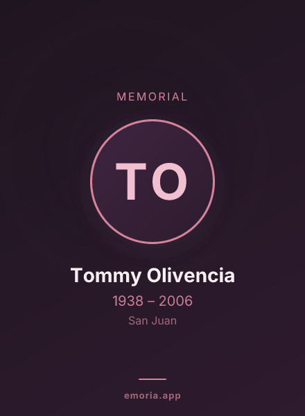 Memorial portrait of Tommy Olivencia