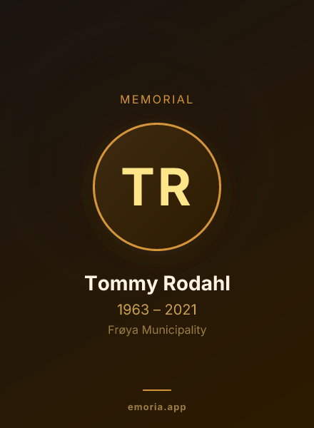 Memorial portrait of Tommy Rodahl