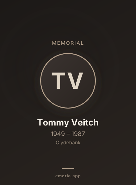 Memorial portrait of Tommy Veitch