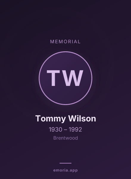 Memorial portrait of Tommy Wilson