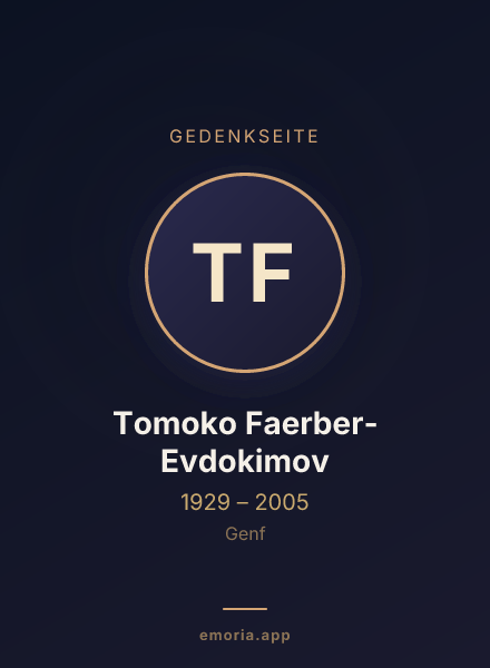 Gedenkportrait von Tomoko Faerber-Evdokimov