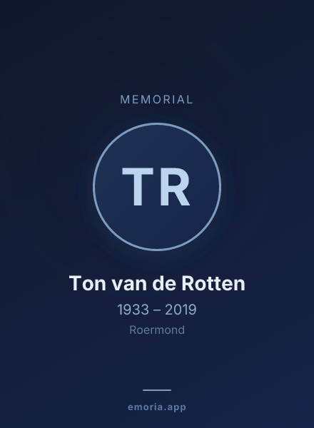 Memorial portrait of Ton van de Rotten