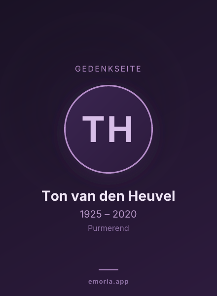 Gedenkportrait von Ton van den Heuvel