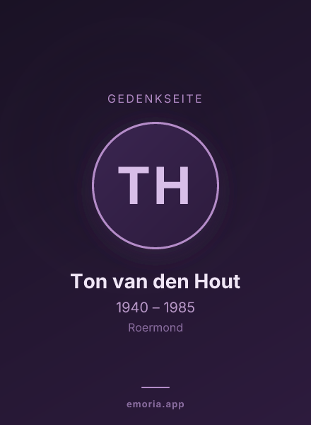 Gedenkportrait von Ton van den Hout