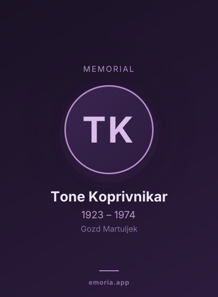 Memorial portrait of Tone Koprivnikar