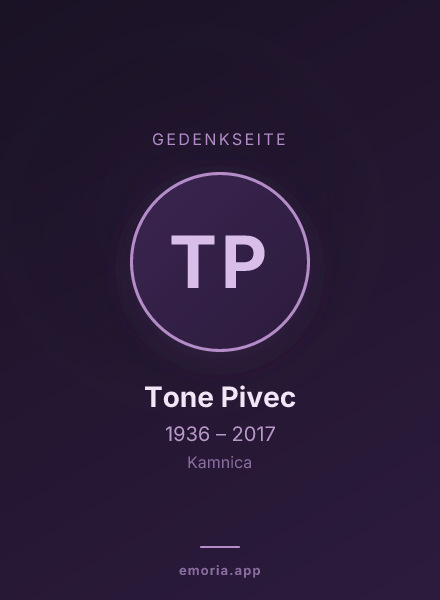 Gedenkportrait von Tone Pivec
