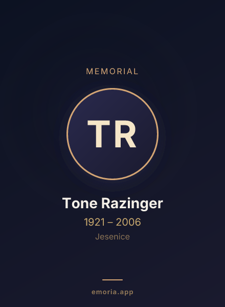 Memorial portrait of Tone Razinger