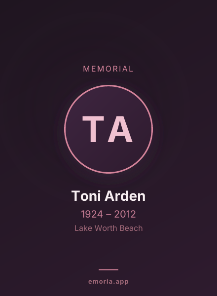 Memorial portrait of Toni Arden