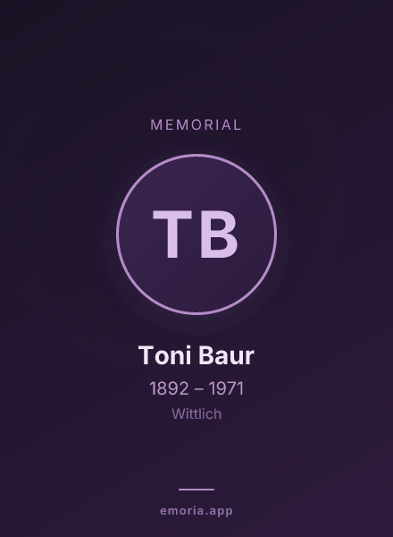 Memorial portrait of Toni Baur