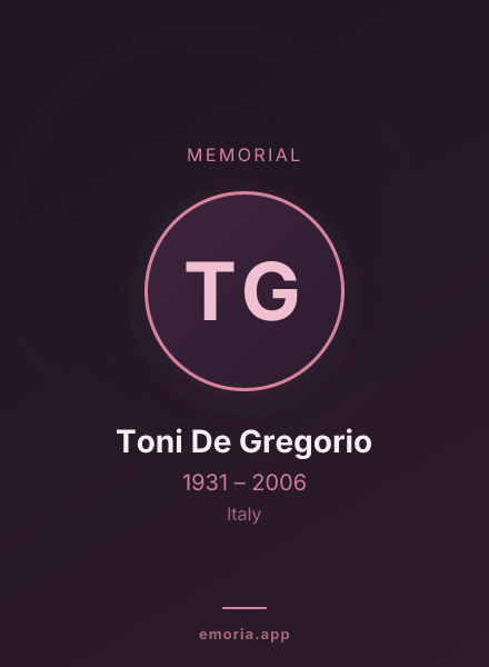 Memorial portrait of Toni De Gregorio