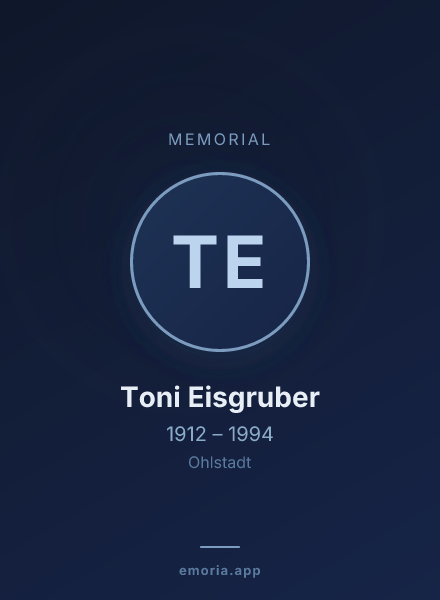 Memorial portrait of Toni Eisgruber