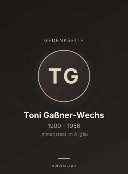 Gedenkportrait von Toni Gaßner-Wechs