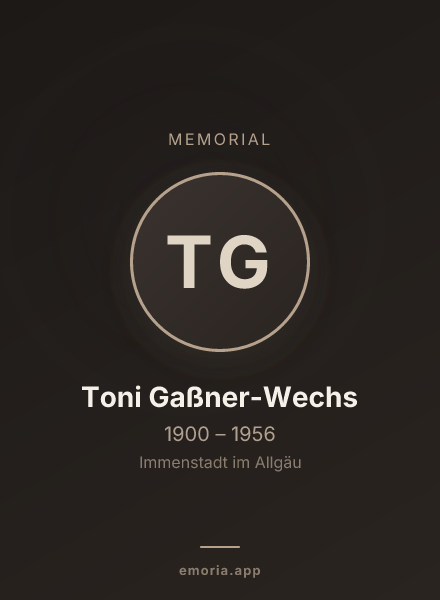 Memorial portrait of Toni Gaßner-Wechs