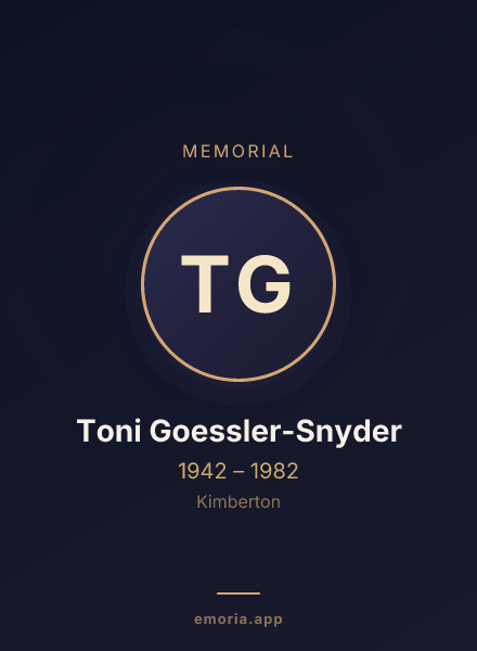 Memorial portrait of Toni Goessler-Snyder