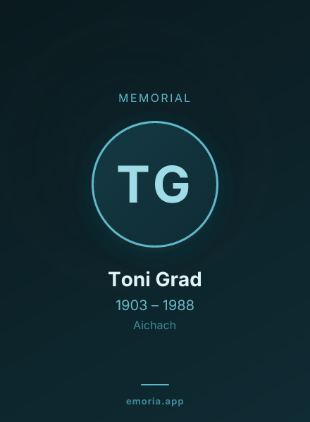 Memorial portrait of Toni Grad