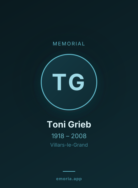 Memorial portrait of Toni Grieb