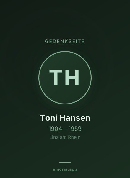 Gedenkportrait von Toni Hansen