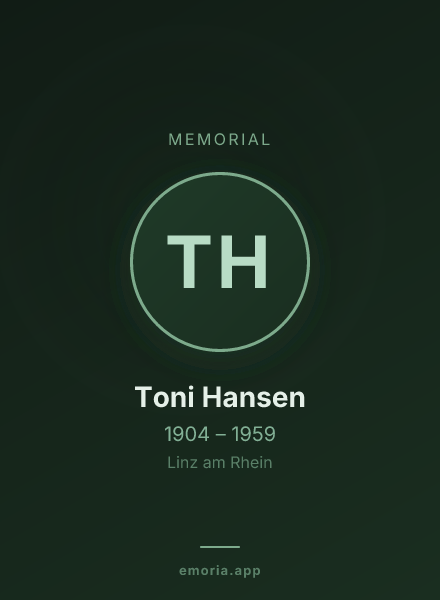 Memorial portrait of Toni Hansen