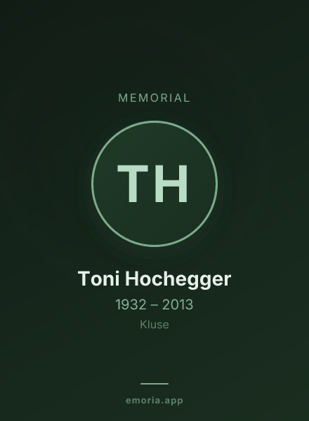 Memorial portrait of Toni Hochegger