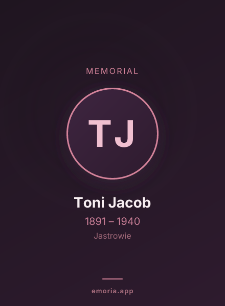 Memorial portrait of Toni Jacob