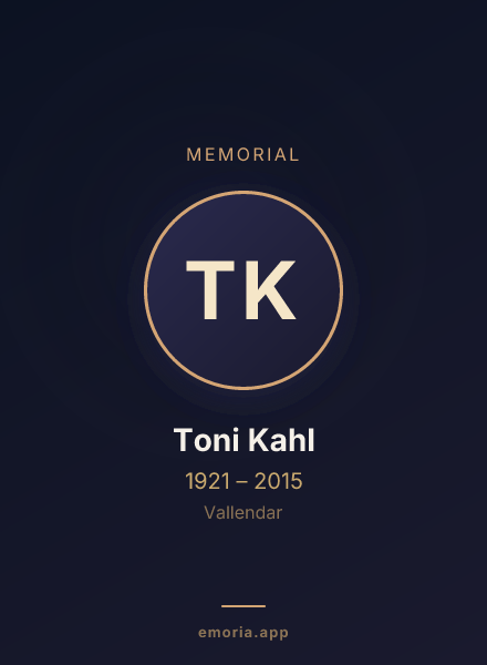 Memorial portrait of Toni Kahl