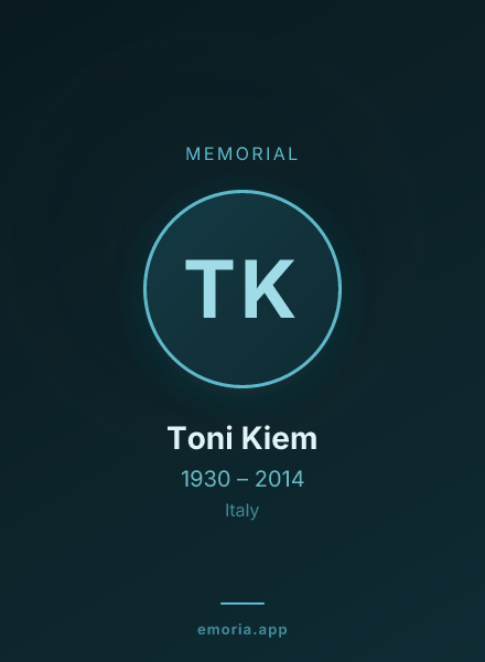 Memorial portrait of Toni Kiem
