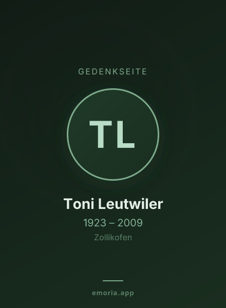 Gedenkportrait von Toni Leutwiler