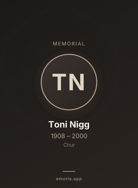 Memorial portrait of Toni Nigg