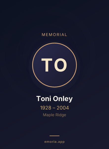 Memorial portrait of Toni Onley