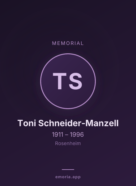 Memorial portrait of Toni Schneider-Manzell