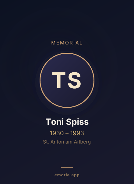 Memorial portrait of Toni Spiss