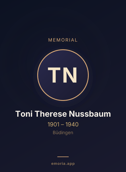 Memorial portrait of Toni Therese Nussbaum
