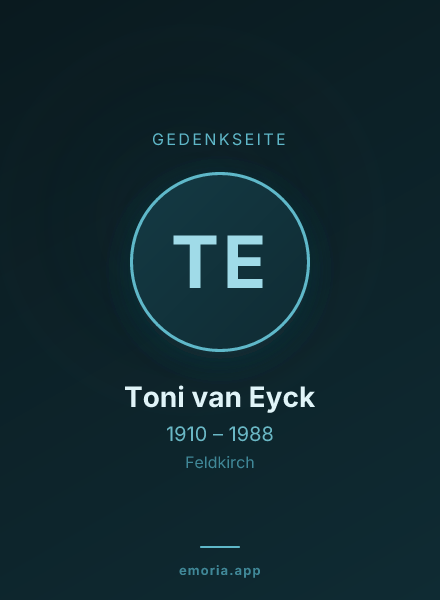 Gedenkportrait von Toni van Eyck