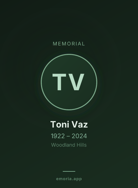 Memorial portrait of Toni Vaz