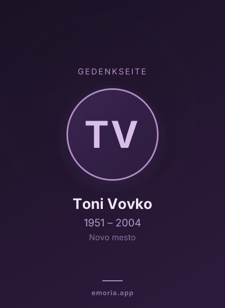 Gedenkportrait von Toni Vovko