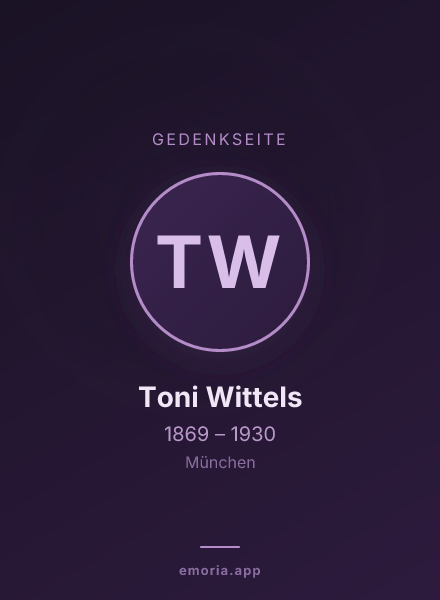 Gedenkportrait von Toni Wittels