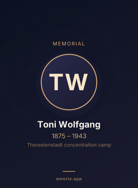 Memorial portrait of Toni Wolfgang