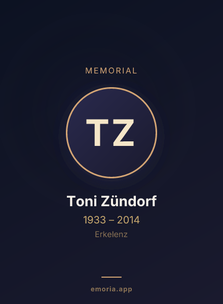 Memorial portrait of Toni Zündorf
