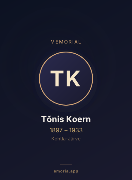 Memorial portrait of Tõnis Koern