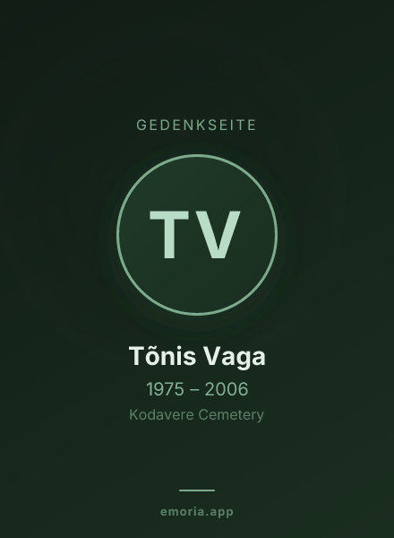 Gedenkportrait von Tõnis Vaga