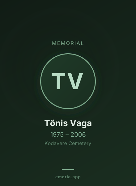 Memorial portrait of Tõnis Vaga