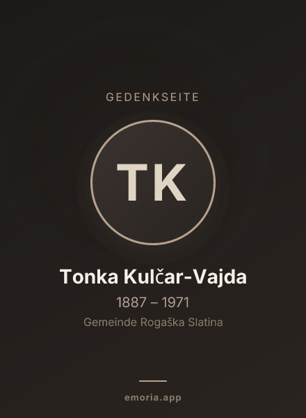 Gedenkportrait von Tonka Kulčar-Vajda